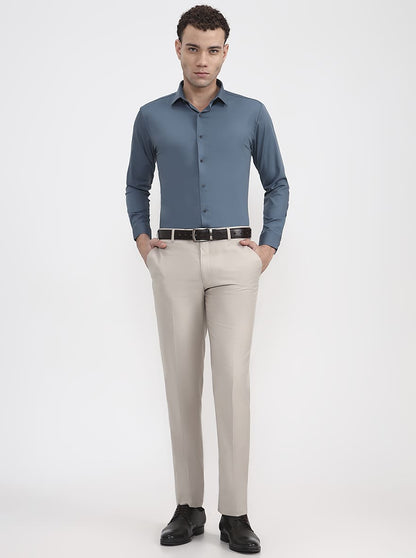 Blue Solid Slim Fit Party Wear Shirt | Wyre