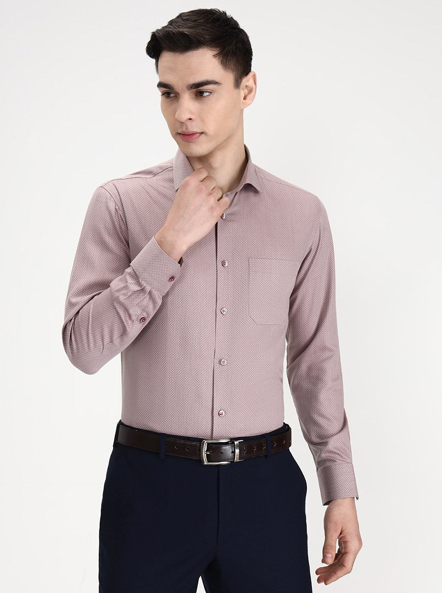 Carrot Pink Solid Slim Fit Formal Shirt | Greenfibre