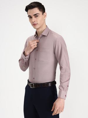 Carrot Pink Solid Slim Fit Formal Shirt | Greenfibre