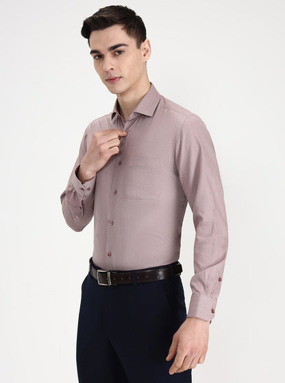 Carrot Pink Solid Slim Fit Formal Shirt | Greenfibre