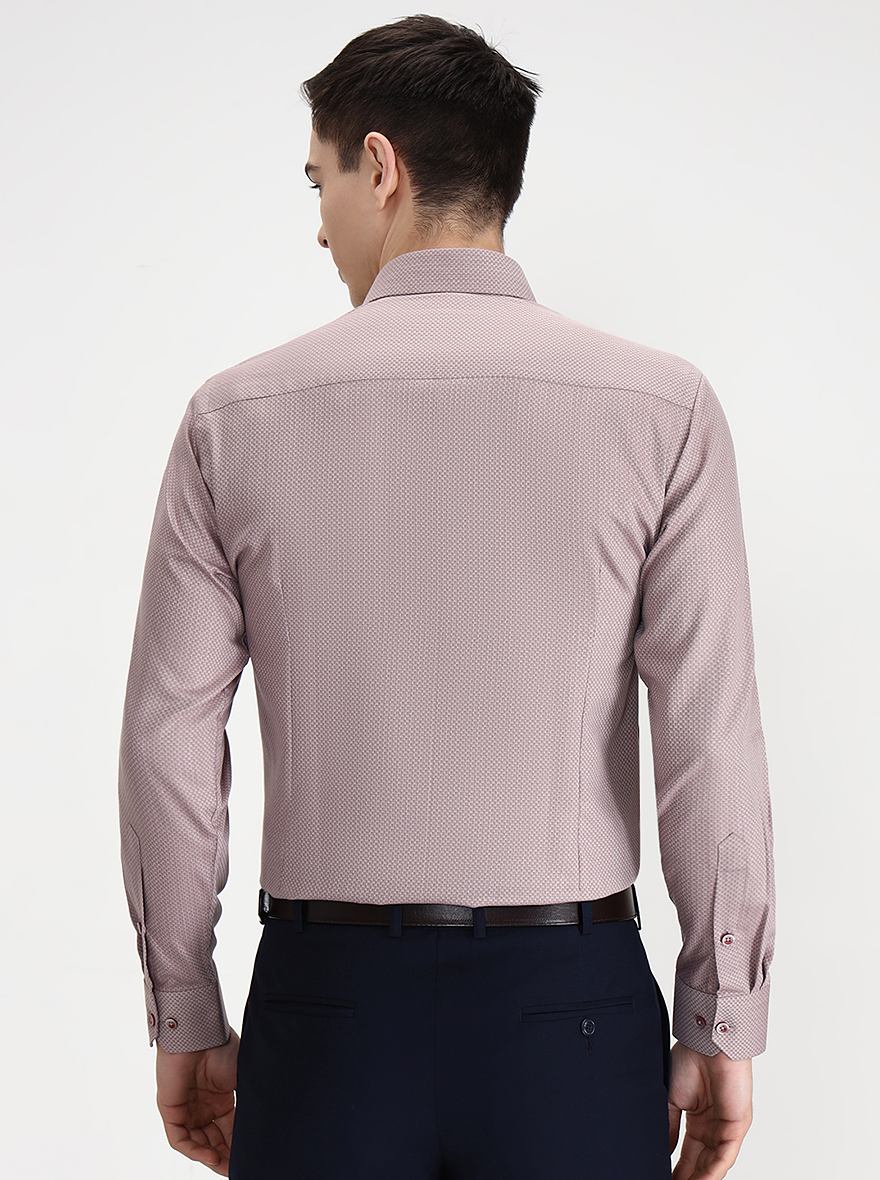 Carrot Pink Solid Slim Fit Formal Shirt | Greenfibre