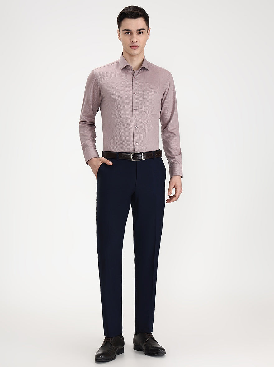 Carrot Pink Solid Slim Fit Formal Shirt | Greenfibre