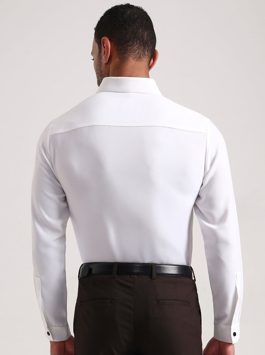 White Printed Slim Fit Party Wear Shirt | Wyre