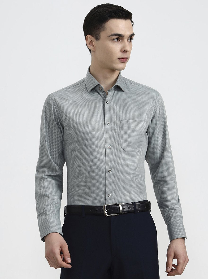 Pista Green Solid Slim Fit Formal Shirt | Greenfibre