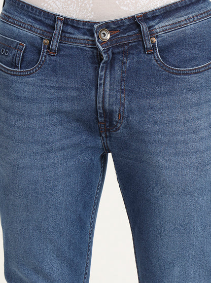 Mid Blue Washed Straight Fit Jeans | JadeBlue
