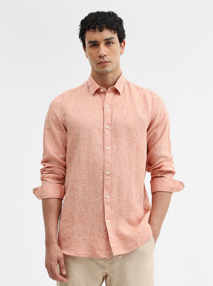 Rust Solid Slim Fit Casual Shirt | JadeBlue