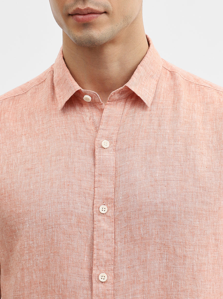 Rust Solid Slim Fit Casual Shirt | JadeBlue