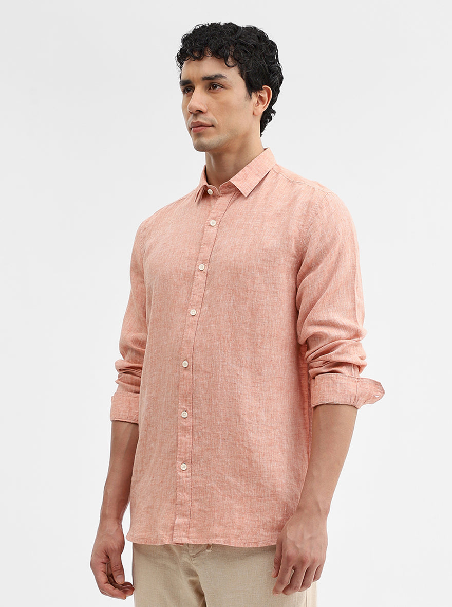 Rust Solid Slim Fit Casual Shirt | JadeBlue