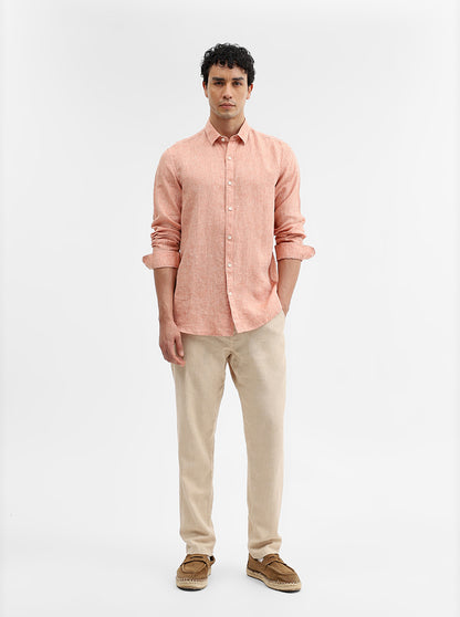 Rust Solid Slim Fit Casual Shirt | JadeBlue
