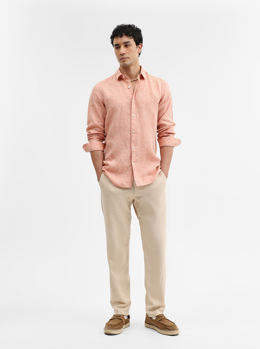Rust Solid Slim Fit Casual Shirt | JadeBlue