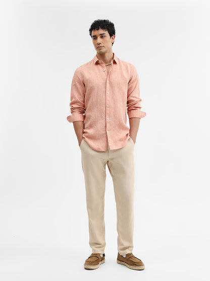 Rust Solid Slim Fit Casual Shirt | JadeBlue