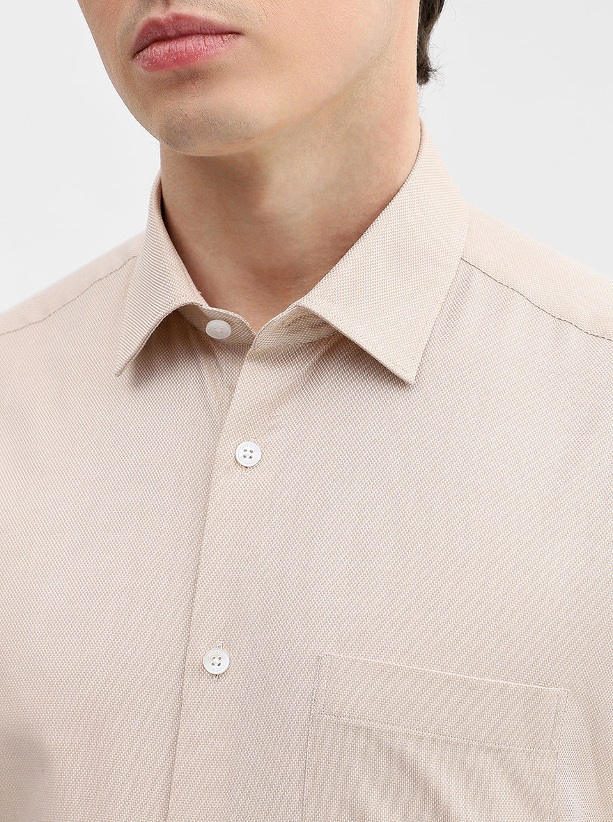 Fawn Solid Regular Fit Formal Shirt | JadeBlue