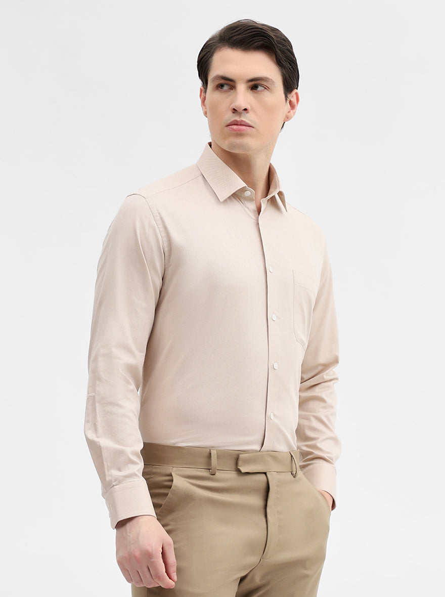Fawn Solid Regular Fit Formal Shirt | JadeBlue