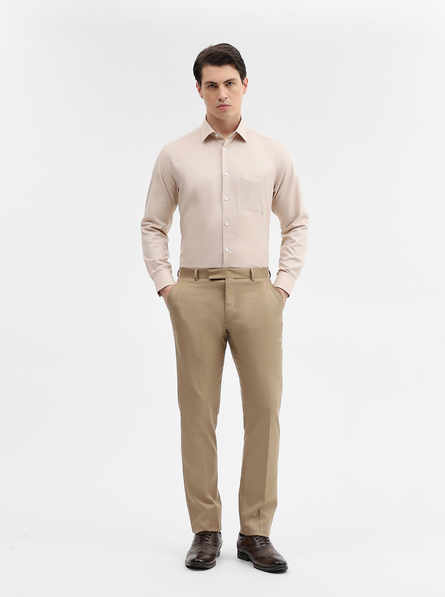 Fawn Solid Regular Fit Formal Shirt | JadeBlue