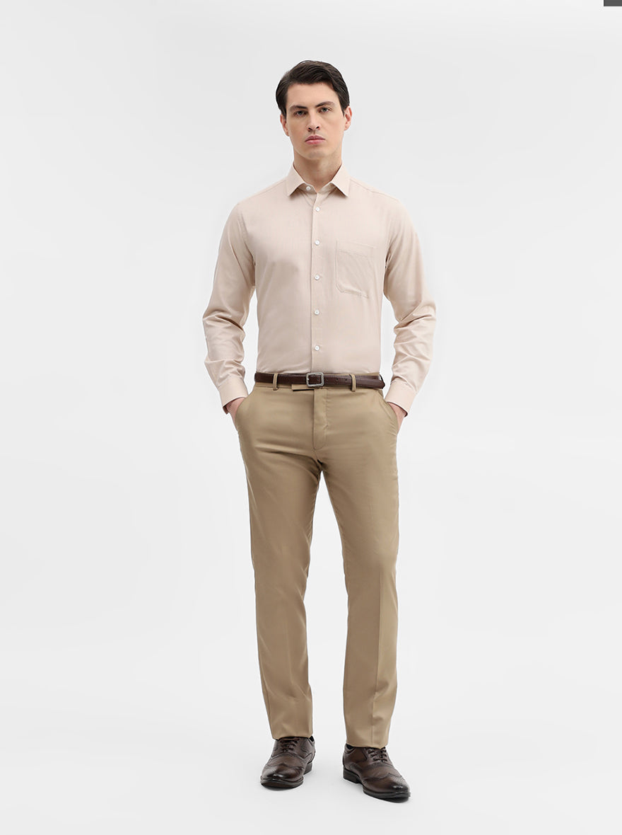 Fawn Solid Regular Fit Formal Shirt | JadeBlue