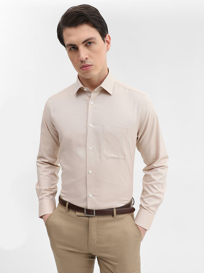 Fawn Solid Regular Fit Formal Shirt | JadeBlue