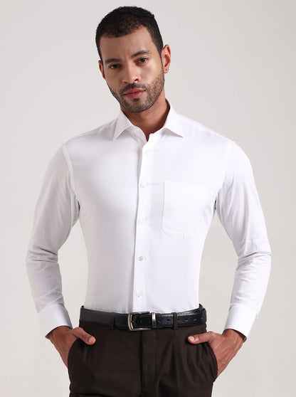 White Solid Slim Fit Formal Shirt | JadeBlue Super Luxe