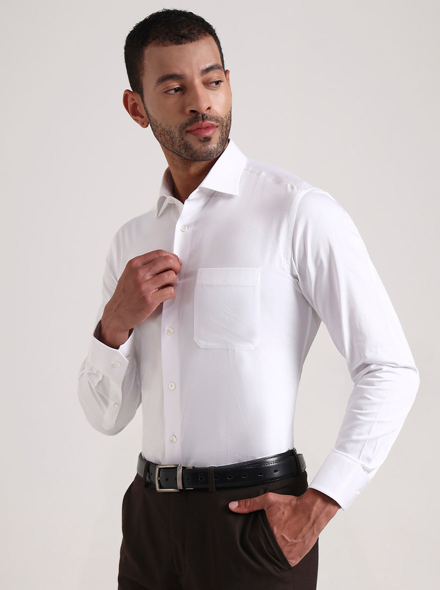 White Solid Slim Fit Formal Shirt | JadeBlue Super Luxe