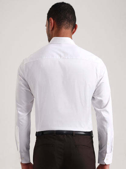 White Solid Slim Fit Formal Shirt | JadeBlue Super Luxe