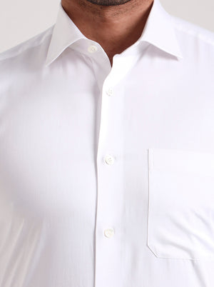 White Solid Slim Fit Formal Shirt | JadeBlue Super Luxe