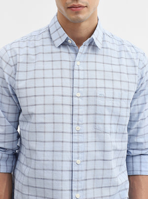 Blue Checked Slim Fit Casual Shirt | JadeBlue