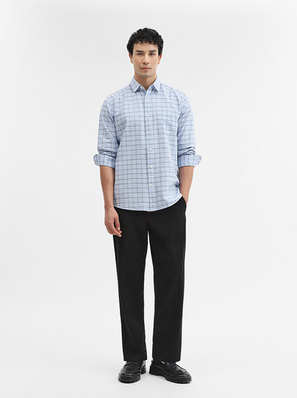 Blue Checked Slim Fit Casual Shirt | JadeBlue