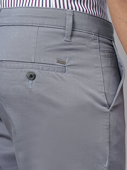 Light Grey Dobby Neo Fit Casual Trouser | Greenfibre