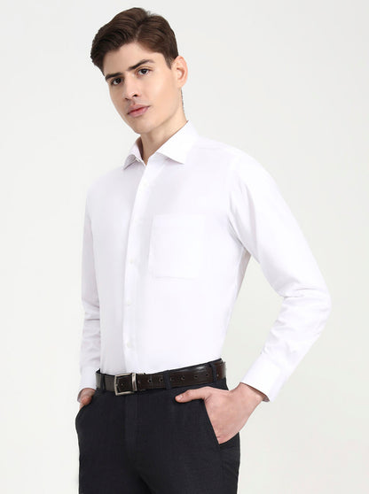 White Solid Regular Fit Formal Shirt | JadeBlue