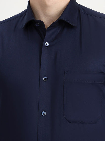 Navy Blue Solid Slim Fit Formal Shirt | Greenfibre