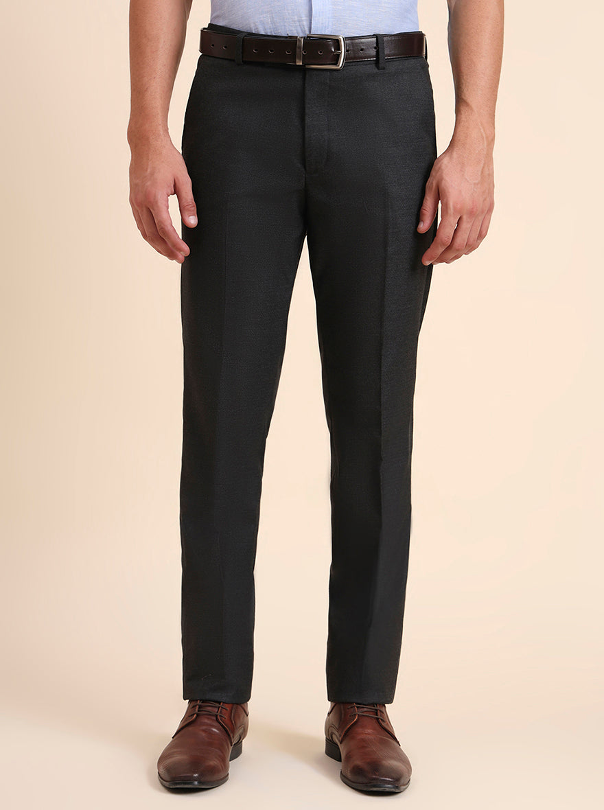 Grey Solid Slim Fit Formal Trouser | Greenfibre