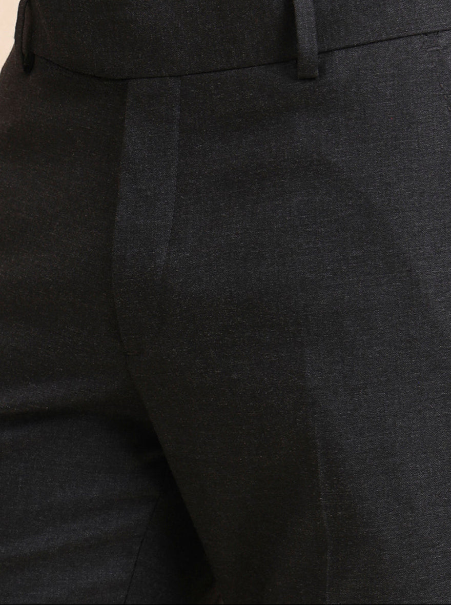 Grey Solid Slim Fit Formal Trouser | Greenfibre