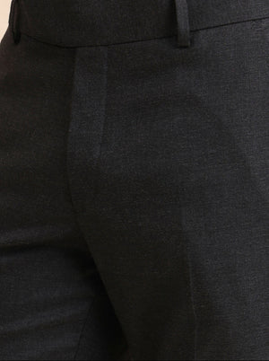 Grey Solid Slim Fit Formal Trouser | Greenfibre