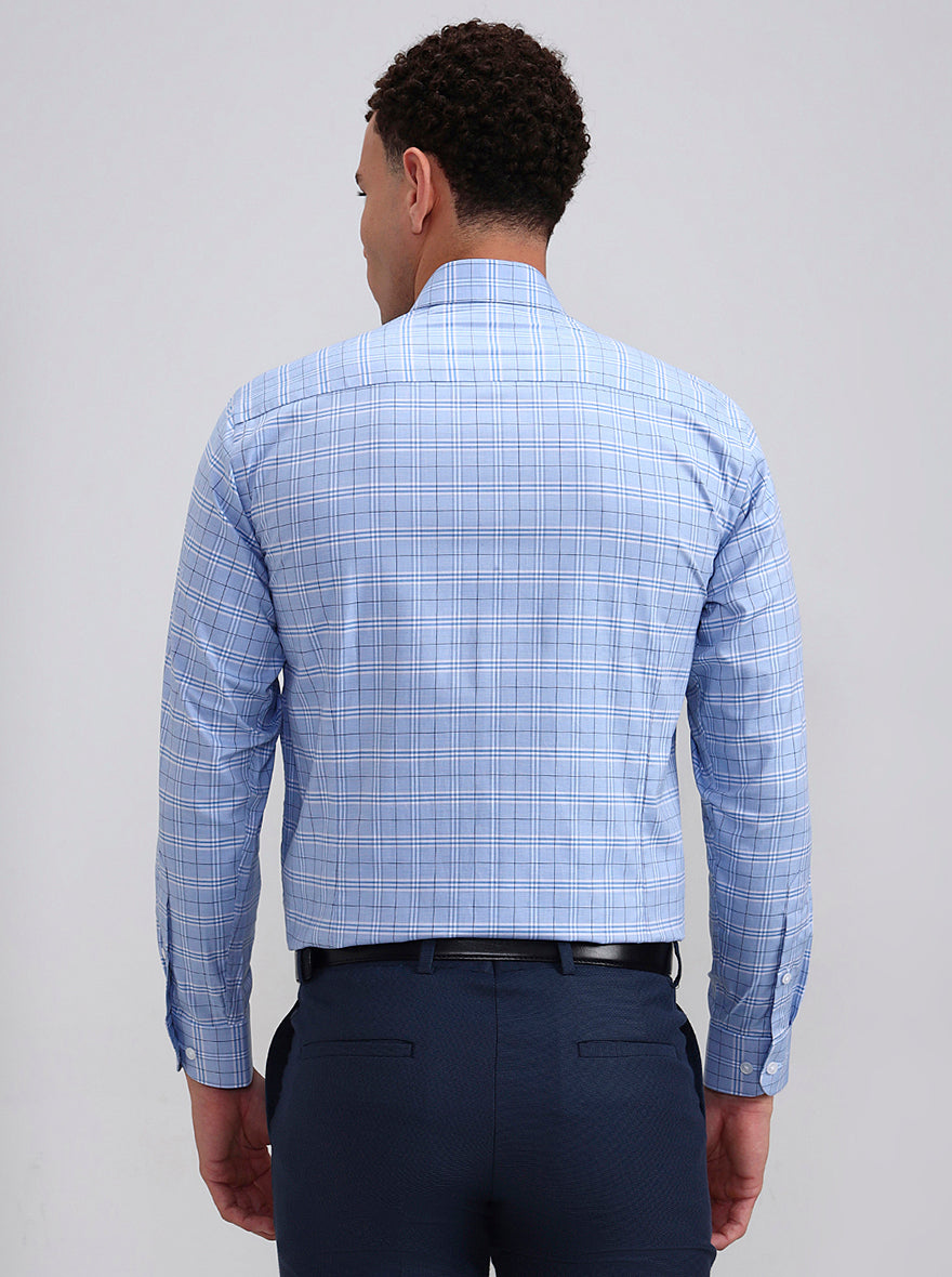 Blue Checked Slim Fit Formal Shirt | Metal