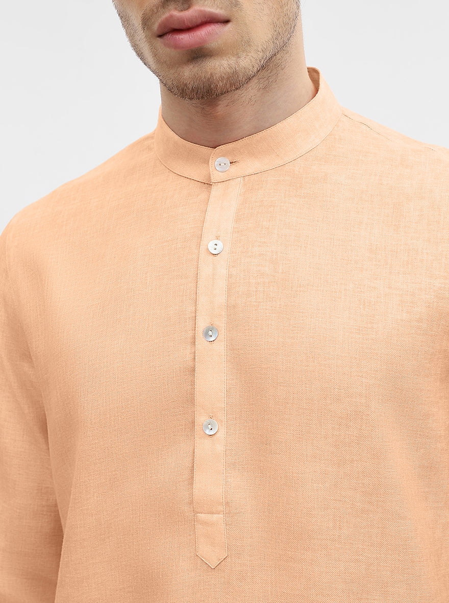Orange Solid Modi Kurta | JadeBlue