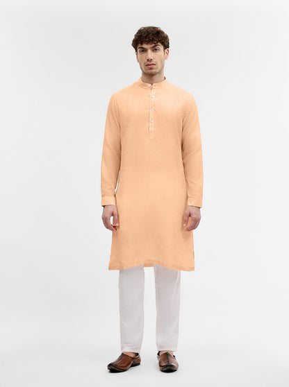 Orange Solid Modi Kurta | JadeBlue