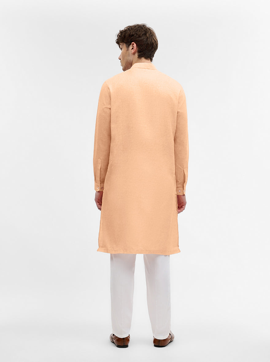 Orange Solid Modi Kurta | JadeBlue