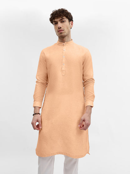 Orange Solid Modi Kurta | JadeBlue