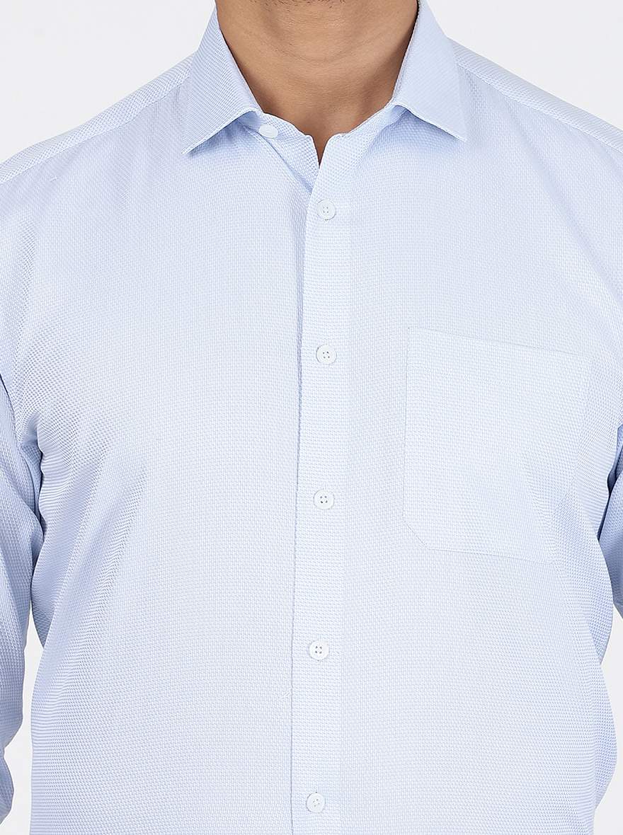 Light Blue Solid Regular Fit Formal Shirt | JadeBlue