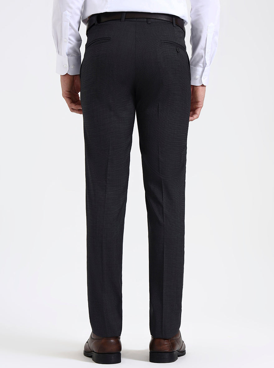 Dark Grey Solid Slim Fit Formal Trouser | JadeBlue Super Luxe