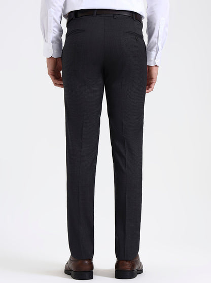 Dark Grey Solid Slim Fit Formal Trouser | JadeBlue Super Luxe