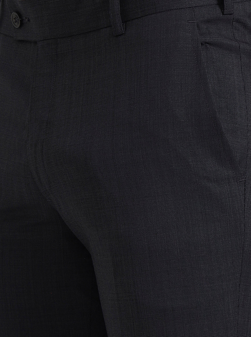 Dark Grey Solid Slim Fit Formal Trouser | JadeBlue Super Luxe