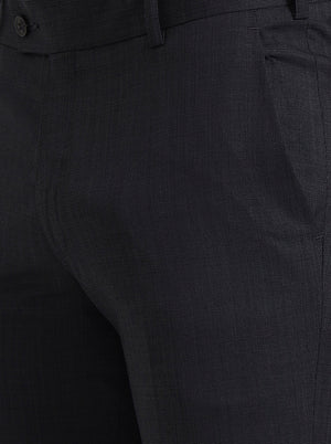 Dark Grey Solid Slim Fit Formal Trouser | JadeBlue Super Luxe