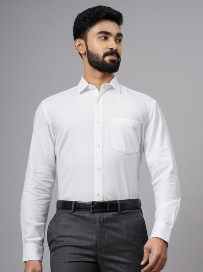 White Solid Slim Fit Semi Casual Shirt | JadeBlue