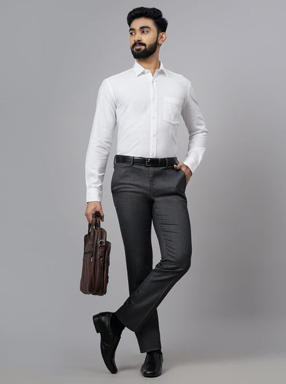 White Solid Slim Fit Semi Casual Shirt | JadeBlue