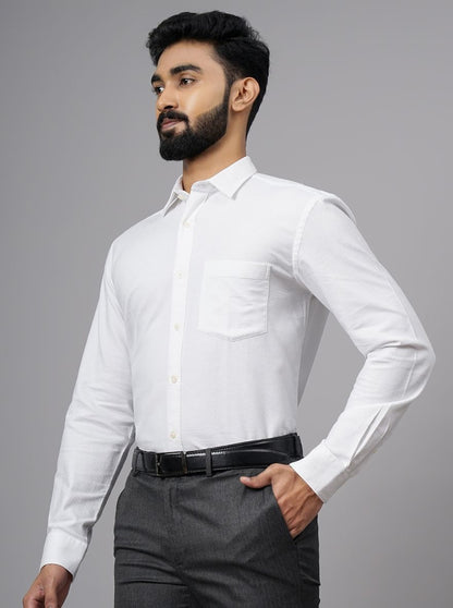 White Solid Slim Fit Semi Casual Shirt | JadeBlue