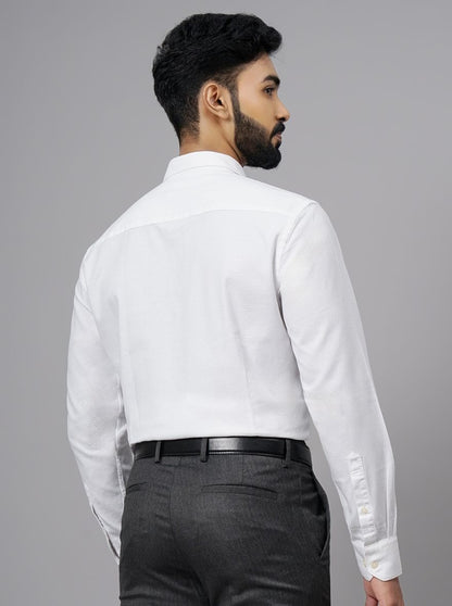 White Solid Slim Fit Semi Casual Shirt | JadeBlue
