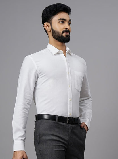 White Solid Slim Fit Semi Casual Shirt | JadeBlue