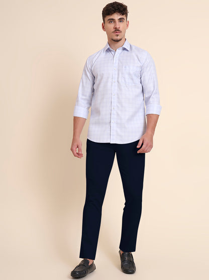 Blue Checked Smart Fit Semi Casual Shirt | Greenfibre