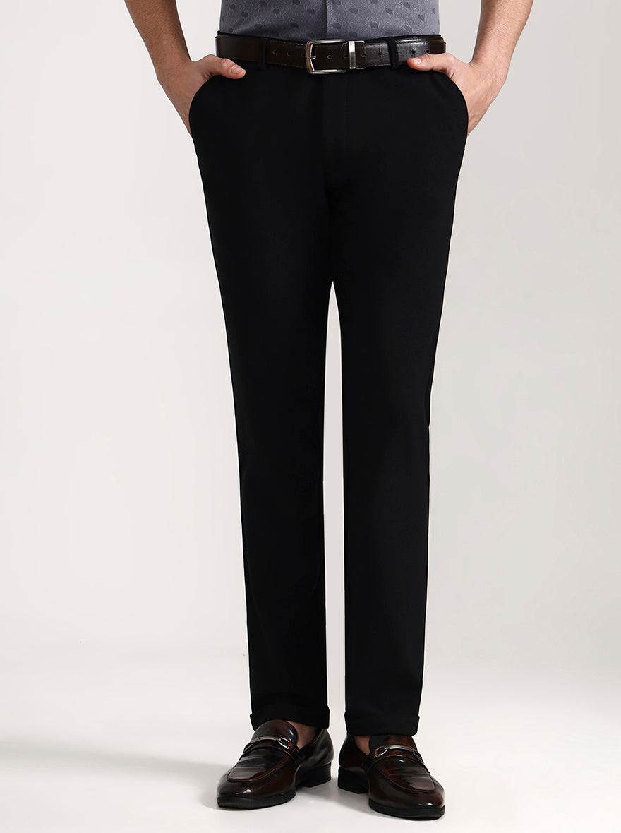 Black Solid Slim Fit Club Wear Trouser | Wyre