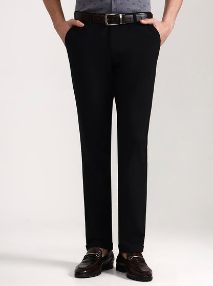 Black Solid Slim Fit Club Wear Trouser | Wyre